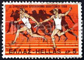 Postage stamp Greece 1969 Relay Race and Runners from Amphora