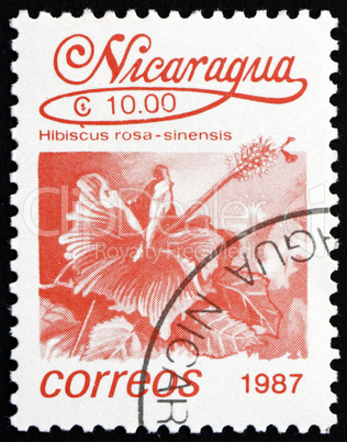 Postage stamp Nicaragua 1987 Chinese Hibiscus, Flower