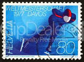 Postage stamp Switzerland 1977 Skater on Ice