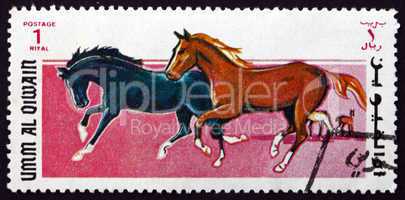 Postage stamp Umm al-Quwain 1969 Thoroughbred Horses