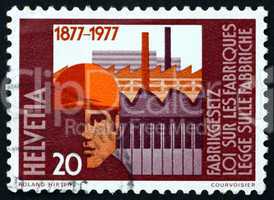 Postage stamp Switzerland 1977 Worker and Factories