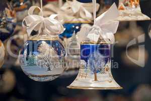 decorated christmas ball and bell