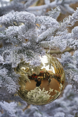 reflections in a christmas ball