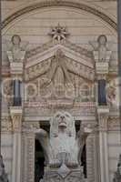 lion on the facade of notre dame de fourviere