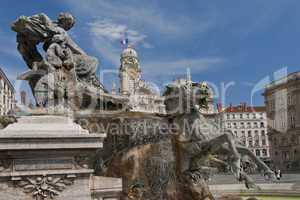 the fountain of bartholdi in place des terraux
