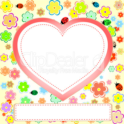 Heart valentines day background with flowers