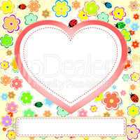 Heart valentines day background with flowers