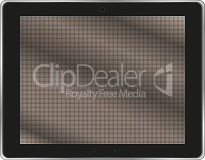 Realistic tablet pc computer with abstract screen isolated on white background