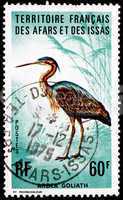 Postage stamp Afars and Issas 1975 Goliath Heron, Ardea Goliath,