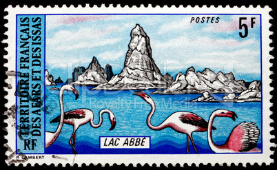 Postage stamp Afars and Issas 1974 Flamingos and Lake Abe