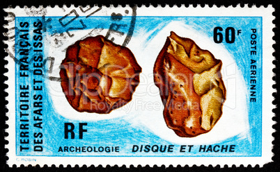Postage stamp Afars and Issas 1973 Pre-historic Flint Tool, Arch