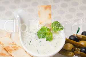 Greek Tzatziki yogurt dip and pita bread