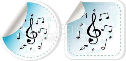 music note icon on sticker set