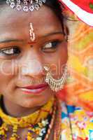 Traditional Indian woman looking away