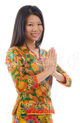 Southeast Asian girl greeting