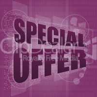 special offer text on digital screen