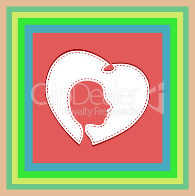 Valentine's Day card with head in heart