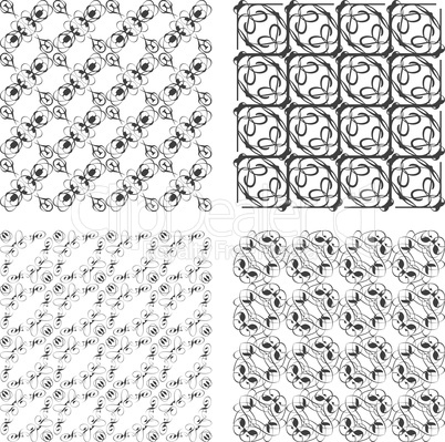 Set of monochrome classic geometric seamless patterns. Traditional backgrounds collection