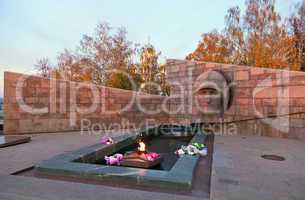 The eternal flame in the memorial complex of city Samara, Russia