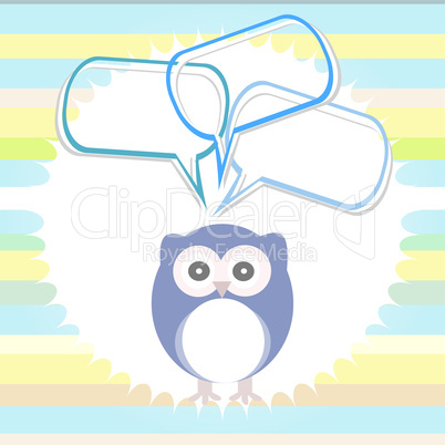 Cute card with owl and thought speech bubble