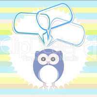 Cute card with owl and thought speech bubble