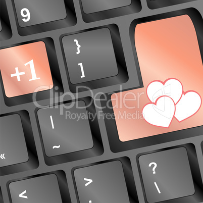 Heart set on black keyboard - valentines day concept