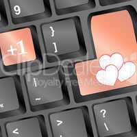 Heart set on black keyboard - valentines day concept