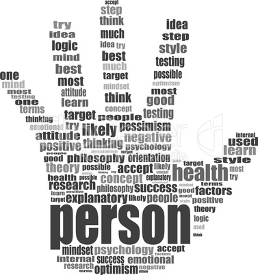 Like hand symbol with tag cloud of word