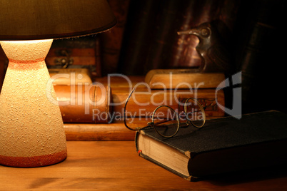 Old Books And Lamp