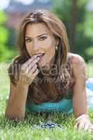 Woman Eating Blueberries Fruit