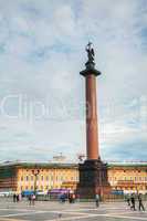 The Alexander Column at Palace (Dvortsovaya) Square in St. Peter