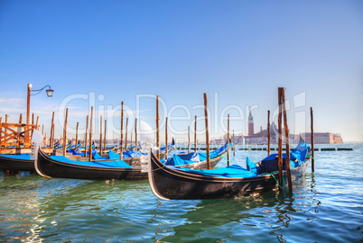 Gondolas floating in the Grand Canal