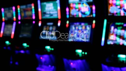 Slot machines videopoker glowing angle view