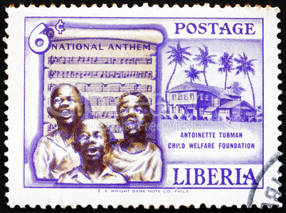 Postage stamp Liberia 1957 Singing Boys and National Anthem