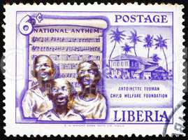 Postage stamp Liberia 1957 Singing Boys and National Anthem