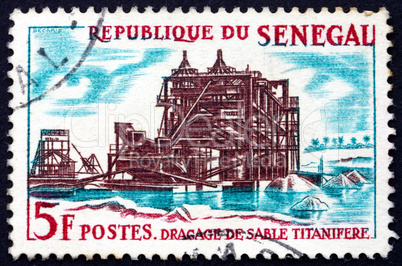Postage stamp Senegal 1964 Dredging of Titanium-bearing Sand