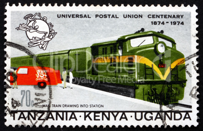 Postage stamp Tanzania, Kenya, Uganda 1974 Mail Train and Truck