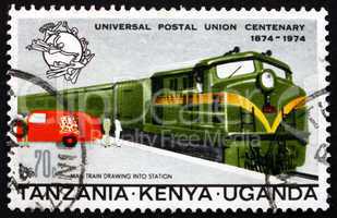 Postage stamp Tanzania, Kenya, Uganda 1974 Mail Train and Truck