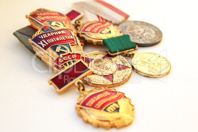 The Soviet medals for valorous work