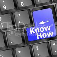 know how knowledge or education concept with blue button on computer keyboard