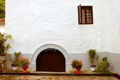 Wall and door of orthodox monastery building