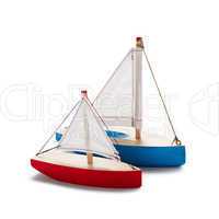 Red and blue toy sailboat