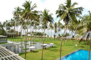 The swimming pool and beach of luxury hotel, Bentota, Sri Lanka