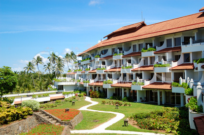 The luxury hotel and green lawn, Bentota, Sri Lanka
