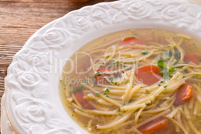 Noodle soup with beef broth