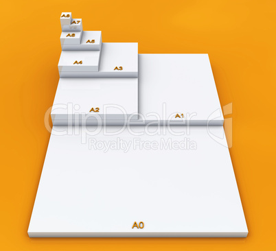 3D DIN Format Konzept A0 bis A8 - Weiß auf Orange 01