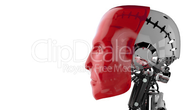Cyborg Kopf Rot - Seitenansicht