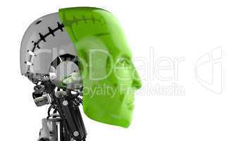 Seitenansicht - Roboter Kopf Grün