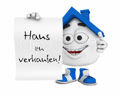 Kleines 3D Haus Blau - Haus zu verkaufen!