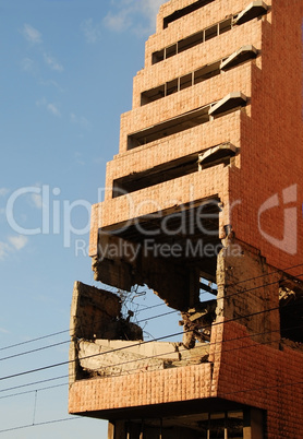 Damaged building after bombing, Belgrade, Serbia